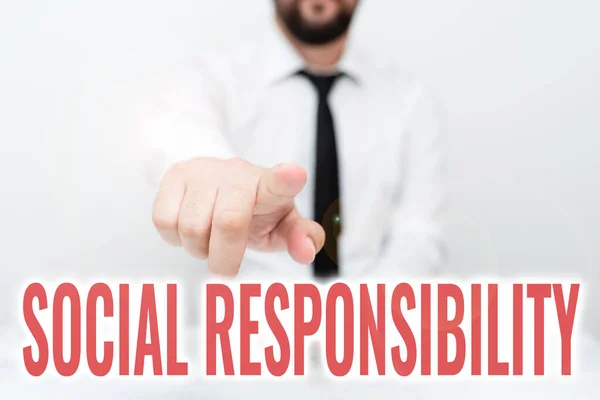 Conceptual display Social Responsibility. Business approach Obligation for the Benefit of Society Balance in life Presenting Communication Technology Smartphone Voice And Video Calling — 图库照片