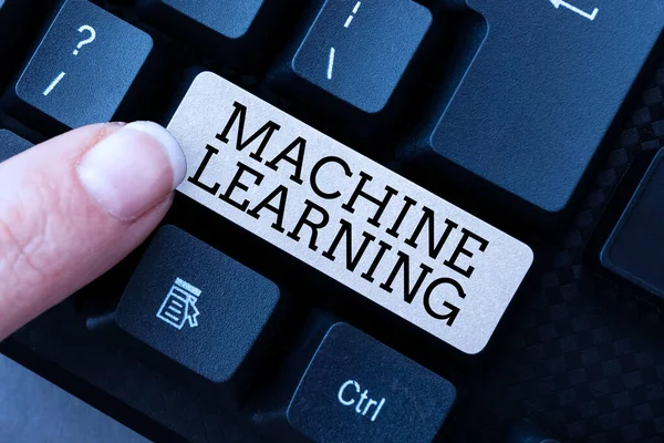 Text showing inspiration Machine Learning. Conceptual photo give computers the ability to be taught with data Converting Analog Data To Digital Media, Typing Forum Helpful Tips — Stock Photo, Image