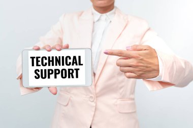 Kavramsal görüntü Teknik Desteği. Yeni Teknoloji Fikirlerini Sunan ve Teknolojik Gelişmeyi Tartışan ürünlerinin kullanıcılarına kavramsal fotoğraf tamiri ve danışma hizmetleri