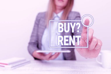 Satın Alma Sorusu Kirası ilhamını gösteren metin. Tech Guru 'nun Yeni Geliştirilmiş Aygıtı Satması ve Telefona El koyan Öğretmen hakkında bilgi veren iş konsepti grubu