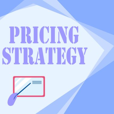Metin başlığı Fiyat Stratejisini sunar. İş konsepti, satılan veya piyasa genel karlılığını Küçük Ayrıntılarda Elle İşaret Çubuğu Çizerek en üst düzeye çıkardı.