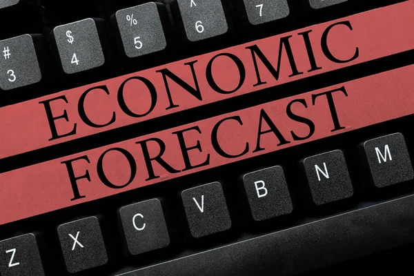 Handwriting text Economic Forecast. Concept meaning Process of making predictions about the economy condition Entering New Product Key Concept, Typing Movie Subtitle Software — Stock Photo, Image