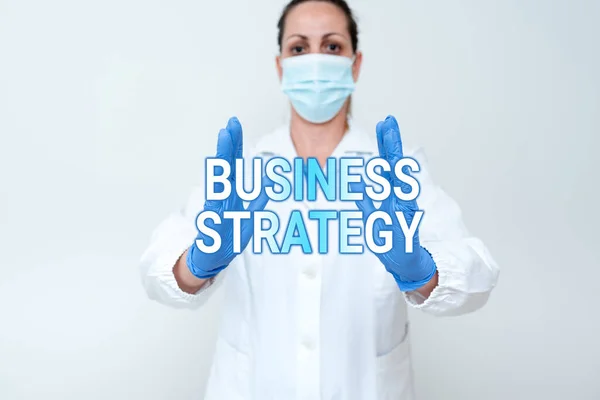 概念的なキャプションビジネス戦略。ビジネスショーケース必要な目標や目的を達成するための管理ゲーム計画新しい科学的発見を提示医療のアイデアを示す — ストック写真