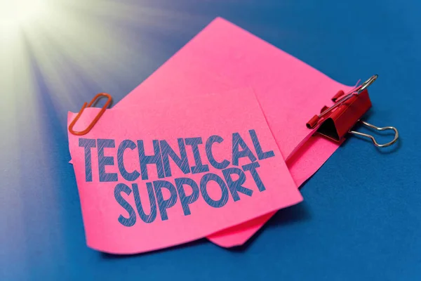 Inspiration showing sign Technical Support. Business approach Repair and advice services to users of their products Multiple Assorted Collection Office Stationery Photo Placed Over Table — Stock Photo, Image