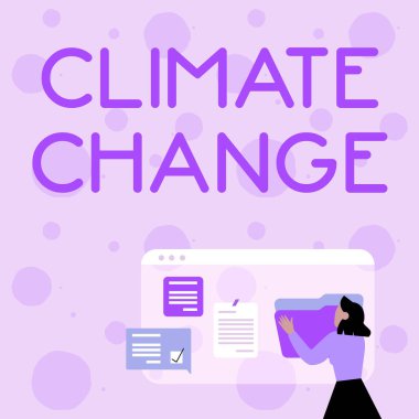 El yazısı metin İklim Değişikliği. Bölgenin ortalama hava durumunun beklenen şablonunda kavramsal fotoğraf değişimi -42653