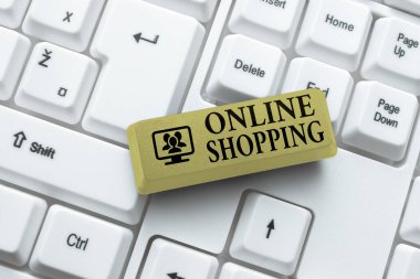 Çevrimiçi Alışveriş Konsepti. İş fikri tüketicilerin ürünlerini İnternet üzerinden satın almalarına, İnternet üzerinden arkadaş edinmelerine, İnternet üzerinden bilgi edinmelerine olanak sağlıyor.