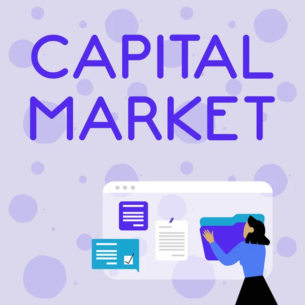 Inspiración mostrando signo Mercado de Capitales. Foto conceptual de los lugares donde se canalizan ahorros e inversiones -42653 — Foto de Stock