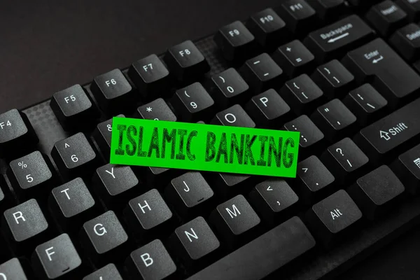 Rukopis Islámské bankovnictví. Přehled podnikání Bankovní systém založený na zásadách islámského práva Abstraktní tipy na psaní příběhů, nabídka online účetních služeb — Stock fotografie