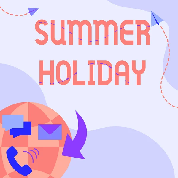 Ručně psané znamení Letní prázdniny. Obchodní přístup speciální období v létě pro relaxaci a zábavu Internet Network Drawing With Colorful Messaging S. — Stock fotografie