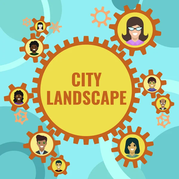 Conceptueel bijschrift City Landscape. Woord voor foto van de fysieke aspecten van een stad of stedelijk gebied -42207 — Stockfoto