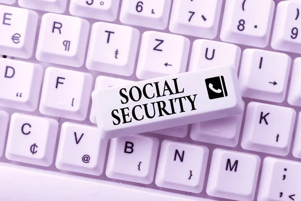 Kavramsal manşet Sosyal Güvenlik. Gelir Kılavuzu Kılavuzu, Postalama Ürün İncelemesi Çevrimiçi Değerlendirmesi — Stok fotoğraf