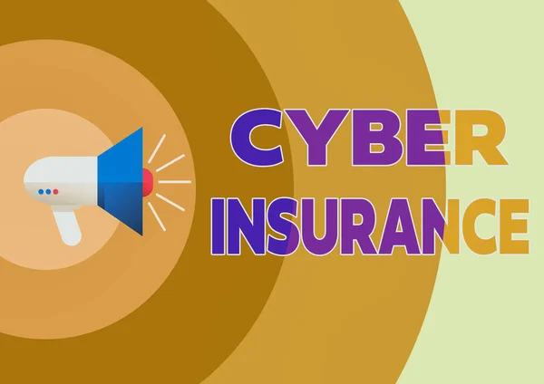 Letrero de escritura a mano Cyber Insurance. Word for exclusive plan to protect the company from Internetbased risk Illustration Of A Loud Megaphones Speaker Making New Announcements. — Foto de Stock