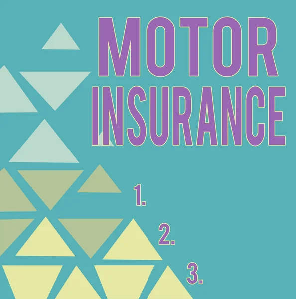 Inspiration showing sign Motor Insurance. Business concept Provides financial compensation to cover any injuries Line Illustrated Backgrounds With Various Shapes And Colours. — Stockfoto