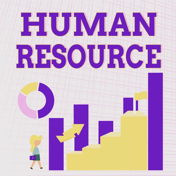 El yazısı işareti İnsan Kaynakları. İşletme genel değerlendirmesi: Personel ve çalışanlarla ilgilenen eleştirel bölüm, İş Kadını Yürüyüşü Grafik Gösterisine Doğru Kaygılanıyor — Stok fotoğraf