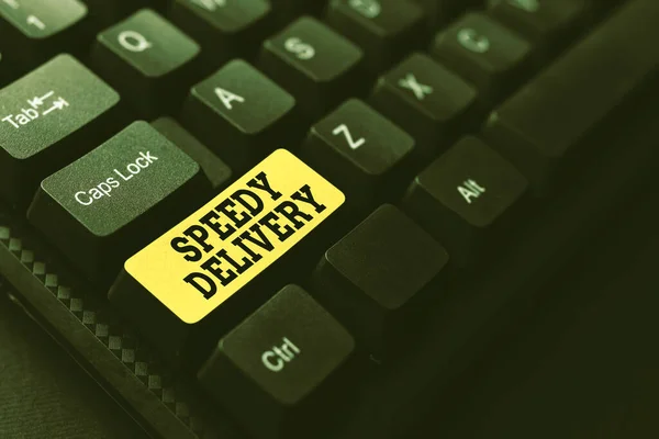 Text caption presenting Speedy Delivery. Business showcase provide products in fast way or same day shipping overseas Abstract Creating Online Transcription Jobs, Typing Website Descriptions — Stockfoto