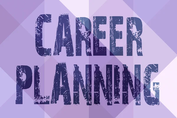 Tekstbord met carrièreplanning. Business showcase Plan strategisch uw carrièredoelen en succes Line Illustrated Achtergronden met verschillende vormen en kleuren. — Stockfoto
