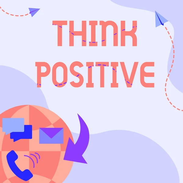 Inspiration showing sign Think Positive. Business approach creating thoughts that encourage and help recharge a person Internet Network Drawing With Colorful Messaging S. — Stock Photo, Image