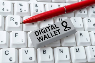 Metin başlığı Dijital Cüzdan sunar. Yeni E- posta Adresi Oluşturma, İşlevsel Açıklamaları Yazma Programının çevrimiçi olarak oluşturulmasına izin veren bir finansal hesapta yazılmış sözcük