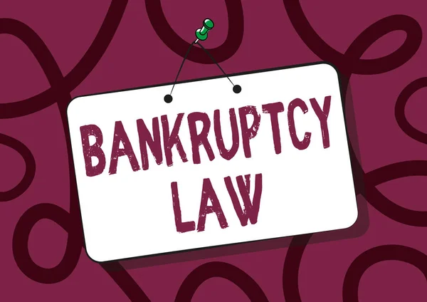 Inspiration showing sign Bankruptcy Law. Internet Concept Designed to help creditor in getting the asset of the debtor Pinned Hanging Door Sign Drawing With Empty Writing Space. — Stock Photo, Image