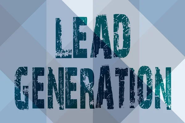 Texto que muestra inspiración Lead Generation. Concepto de Internet Iniciación del interés del consumidor o consulta de productos Línea Fondos ilustrados con varias formas y colores. —  Fotos de Stock