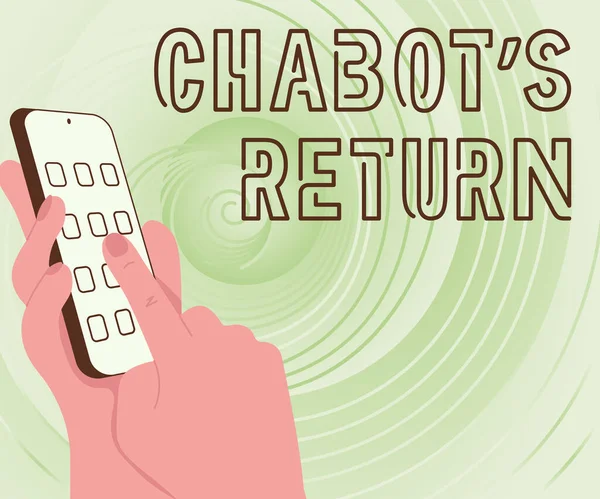 Pisanie wyświetlania tekstu Chabot S Return. Biznes prezentuje powrót rozmowy za pomocą metody słuchowej lub tekstowej -42484 — Zdjęcie stockowe