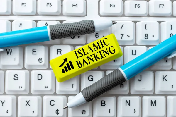 Segno di testo che mostra Bancario Islamico. Business idea Sistema bancario basato sui principi della legge islamica Creazione di una nuova guida di programmazione, Dattilografia codici sorgente del programma — Foto Stock