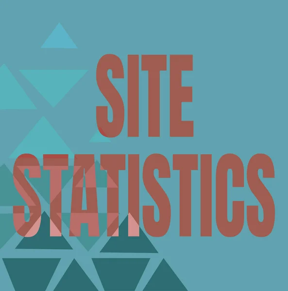 Legenda conceitual Site Statistics. Medição de ideia de negócio do comportamento dos visitantes de determinado site Linha de fundo ilustrado com várias formas e cores. — Fotografia de Stock