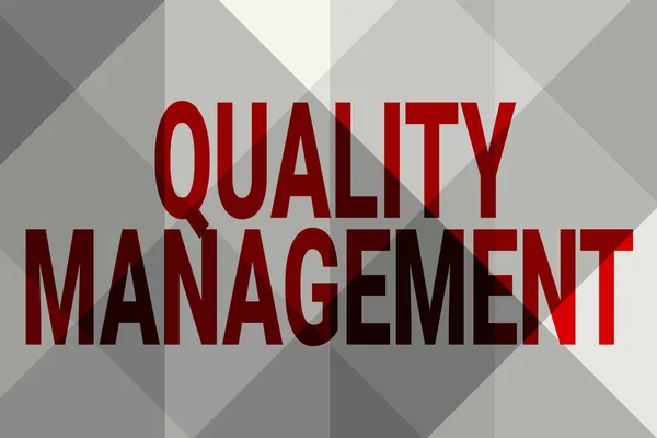 Tekst met inspiratie Quality Management. Woord voor handhaven Excellence Level High Standard Product Services lijn geïllustreerde achtergronden met verschillende vormen en kleuren. — Stockfoto