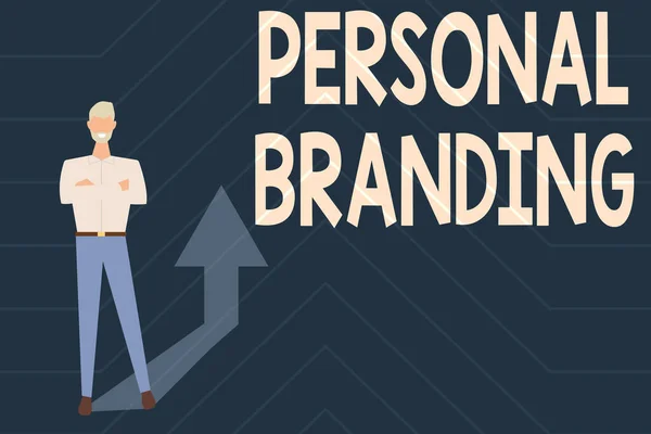 Hand writing sign Personal Branding. Business overview Marketing themselves and their careers as brands Gathering Online Documents And Informations, Entering And Recording Data — Fotografia de Stock