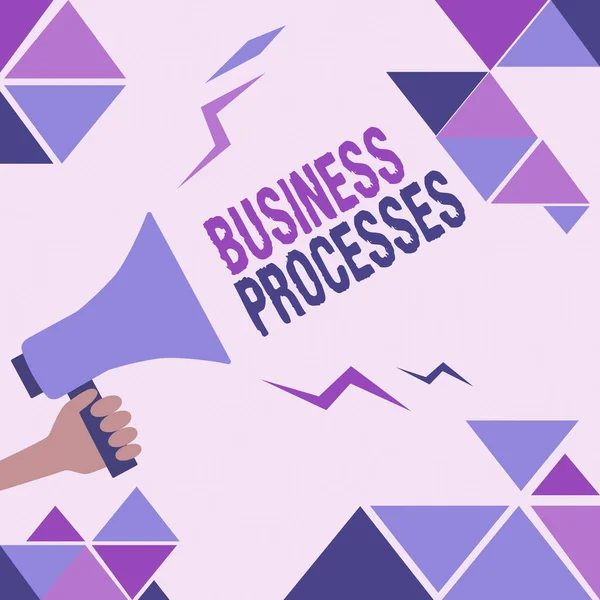 Text sign showing Business Processes. Business overview Methods practices involves in running a commerce Illustration Of Loud Megaphone Making Announcement To The Public. — Stock Photo, Image
