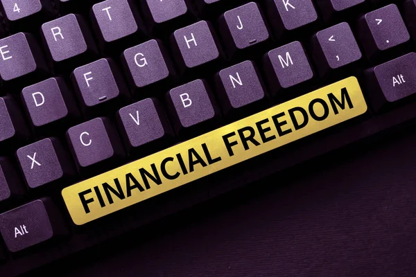 Handwriting text Financial Freedom. Business overview Having money Free from worry when it comes to cash flow Typing Online Class Review Notes, Abstract Retyping Subtitle Tracks — Stock Photo, Image