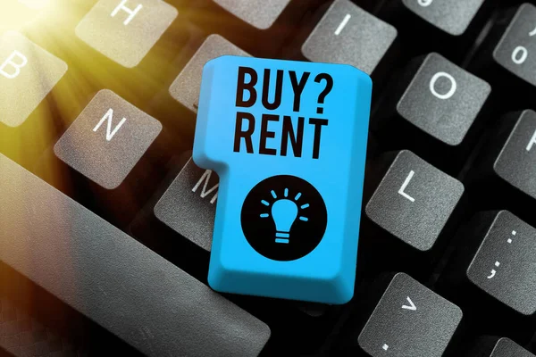 Handschrift Buy Question Rent. Bedrijfsoverzicht Groep die informatie geeft over het huren van huizen Het opzetten van nieuwe online Blog Website, Typing Betekenis Internet Content — Stockfoto