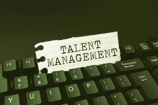 Inspiration showing sign Talent Management. Business idea Acquiring hiring and retaining talented employees Typing New Educational Textbook, Abstract Retyping Old Essay Online — Stockfoto