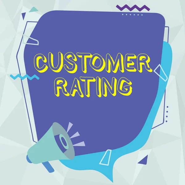 Text caption presenting Customer Rating. Business approach Each point of the customers enhances the experience Megaphone Drawing Making New Announcement To Chat Cloud. — Stockfoto