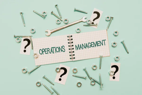 Text sign showing Operations Management. Concept meaning ensure Inputs to Output the Production and Provision Maintenance Tools And Equipments Mechanic And Engineer Repairs — Stock Photo, Image