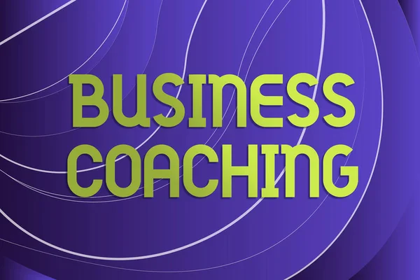 Sign displaying Business Coaching. Word Written on Helping employees become more active Consulting an expert Line Illustrated Backgrounds With Various Shapes And Colours. — 图库照片