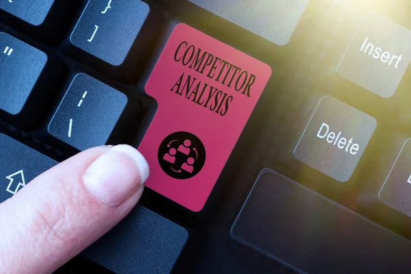 Sign displaying Competitor Analysis. Business concept Determine the Strength Weakness of Competitive Market Abstract Replying To Online Message, Typing And Sending Internet Letters