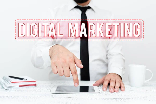 Handwriting text Digital Marketing. Concept meaning Search Engine Optimazation Pay Per Click Ad Internet Presenting Communication Technology Smartphone Voice And Video Calling — Foto Stock