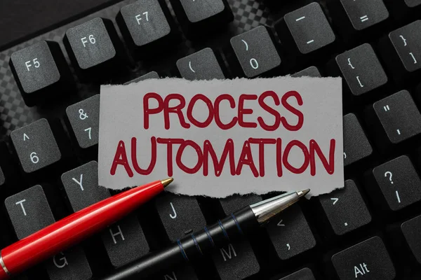 Sign displaying Process Automation. Business idea Transformation Streamlined Robotic To avoid Redundancy Converting Written Notes To Digital Data, Typing Important Coding Files — Stockfoto