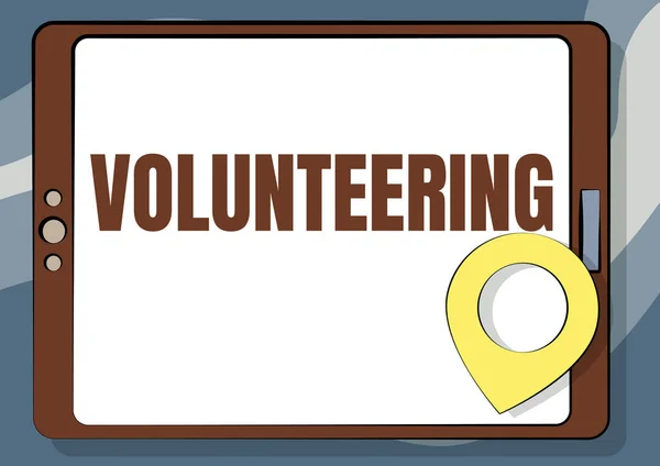 ボランティアを示すテキスト記号。コンセプトの意味財務上の利益のためのサービスを提供します。. — ストック写真