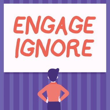 El yazısı işareti Görmezden gel. İş Fikri Sessiz Tedavi Manipülatif Ceza Uzaklaşan Adam Somurtuyor Ayakta Duran Eller Boş Bir Beyaz Tahtaya Bakıyor.