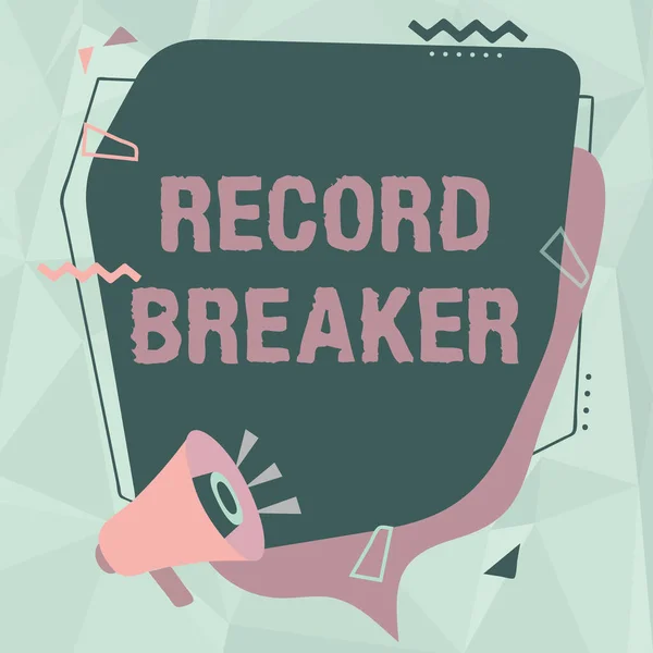 Handwriting text Record Breaker. Word for someone or something that beats previous best result Megaphone Drawing Making New Announcement To Chat Cloud. — Stockfoto