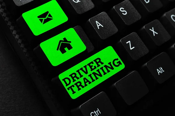 Hand writing sign Driver Training. Business concept prepares a new driver to obtain a driver s is license Abstract Creating Online Typing Services, Learning Computer Program Codes — Fotografia de Stock