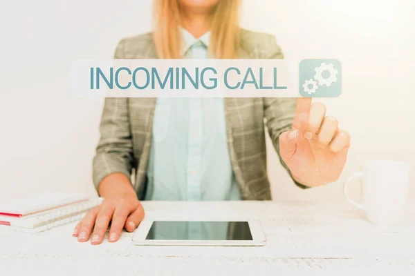 Υπογραφή εμφάνισης εισερχόμενης κλήσης. Business approach Inbound Received Caller ID Telephone Voicemail Vidcall Εμφάνιση νέας τεχνολογίας Smartphone, Συζητώντας Βελτιώσεις Συσκευών — Φωτογραφία Αρχείου