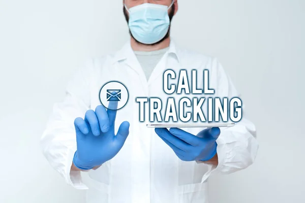 Podpis tekstowy przedstawiający Call Tracking. Koncepcja oznaczająca ekologiczną wyszukiwarkę Cyfrowa reklama Wskaźnik konwersji Demonstrujący technologię medyczną, przedstawiający nowe odkrycie naukowe — Zdjęcie stockowe