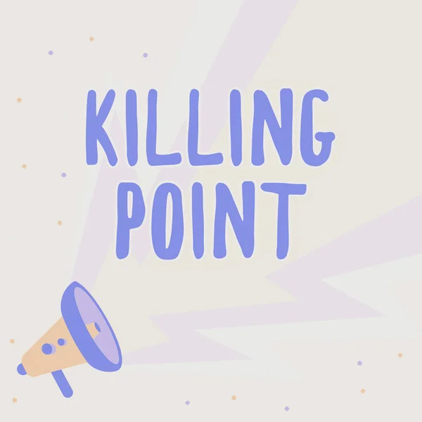 Text caption presenting Killing Point. Internet Concept Phase End Review Stage Gate Project Evaluation No Go Megaphone Drawing Producing Lighting Making Announcement. — 图库照片