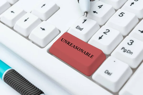 Writing displaying text Unreasonable. Conceptual photo Beyond the limits of acceptability or fairness Inappropriate Typing Product Ingredients, Abstract Presenting Upgraded Keyboard — Stockfoto