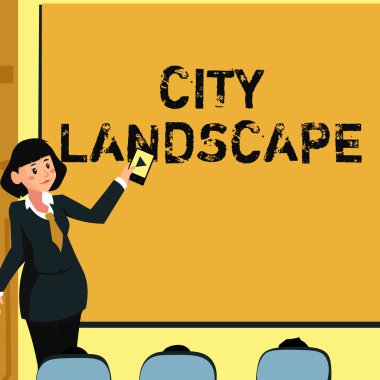 Şehir peyzajını gösteren bir ilham. Bir şehrin ya da kentsel alanın fiziksel yönlerinin kavramsal fotoğrafı -42290