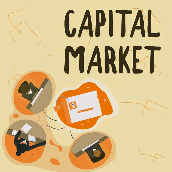 Inspiración mostrando signo Mercado de Capitales. Concepto de Internet los lugares donde se canalizan ahorros e inversiones -42264 — Foto de Stock