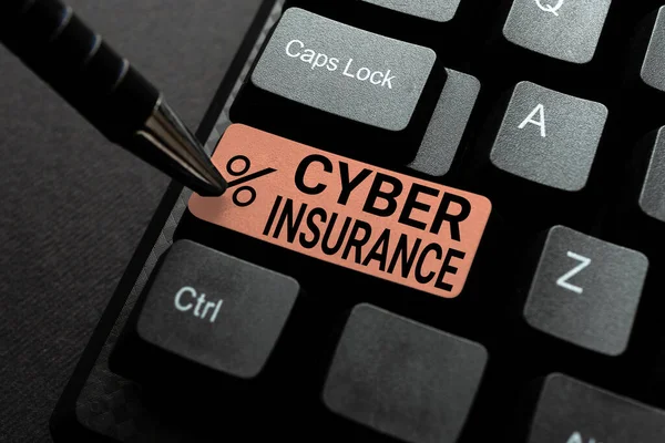 Hand writing sign Cyber Insurance. Business overview exclusive plan to protect the company from Internetbased risk Developing New Antivirus Program Codes, Organizing File System — Fotografia de Stock